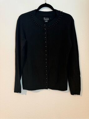 Women’s Black Embellished Crewneck Size S Cardigan Sweater